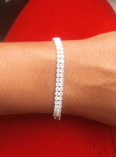 Pulseira feminina riviera dupla em prata 925 legítima