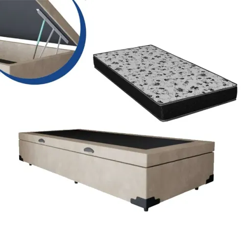 Cama Baú Solteiro Molas 20cm - Preço de Fábrica 