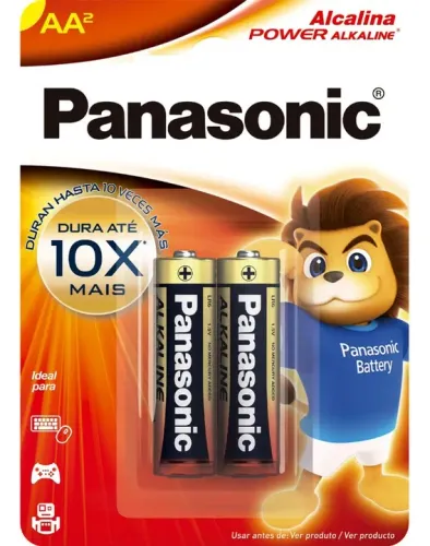 Cartela Pilha Alcalina AA Panasonic Pequena 2 unidades