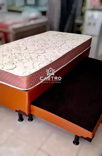 Cama Box Solteirão com auxiliar em espuma D28 e a principal com colchão D40
