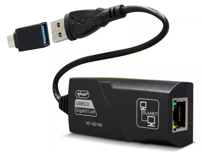 Cabo Adaptador De Rede Usb-C Type X Rj45 10/100/1000mbps Gigabit KP-AD103