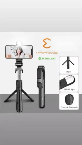 Bastão Pau de selfie Tripé Retrátil Com Luz LED Controle Bluetooth