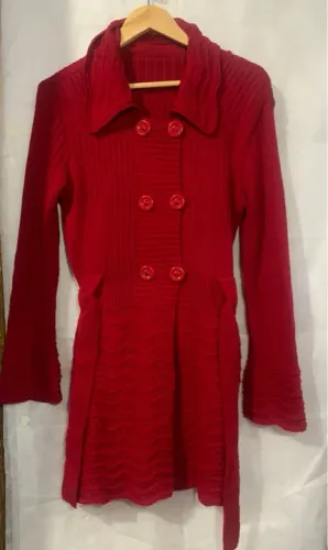 Casaco  Tricô Vermelho Feminino veste M a G