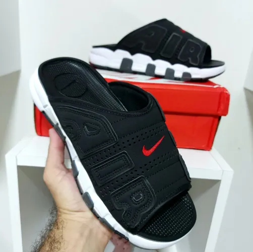 SLIDE AIR MORE UPTEMPO BLACK WHITE RED
