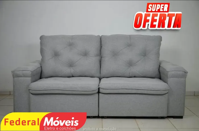Sofá Retrátil em Linho 2,30m Oferta - Fazemos Entregas 