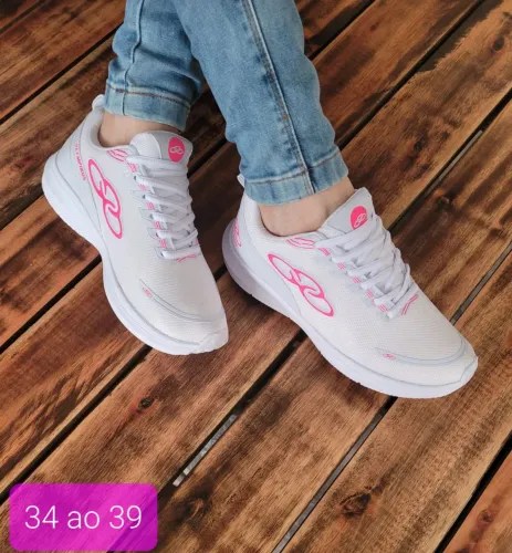Tênis Olympikus Feminino Branco preto rosé