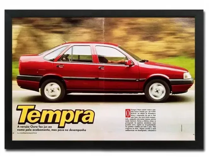 Fiat Tempra ou Tempra SW - Quadro / pôster decorativo com páginas originais de revista