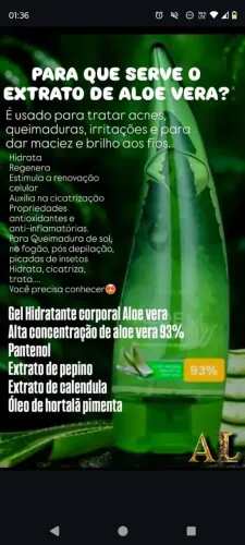 Gel corporal hidratante, Aloe Vera 