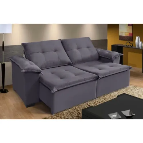 Sofá Retrátil Reclinável Malibu 2.90m Linho Cinza 1008 - D33