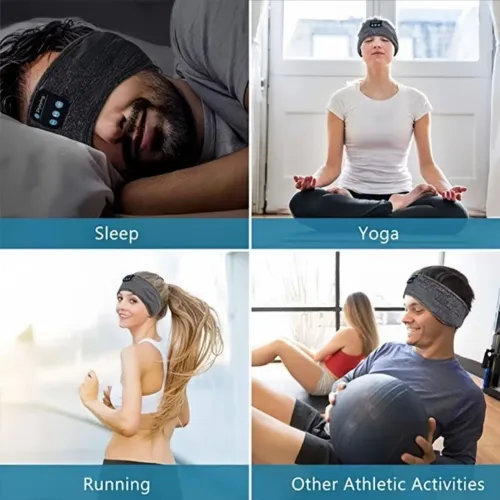 Fone de ouvido Bluetooth com bandana cor preta para sono e várias atividades.
