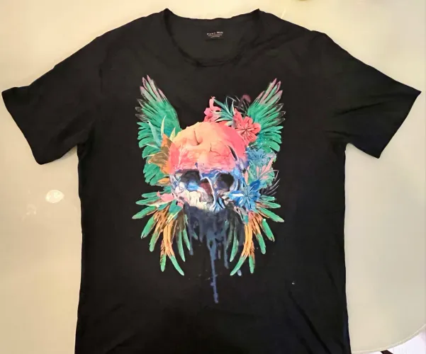 Camiseta Zara G azul estampa