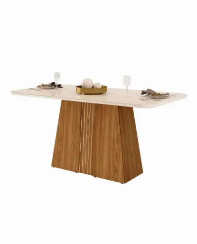 Mesa Alvorada Vidro e Madeira MDF 1.80mts Cantos Arredondados 