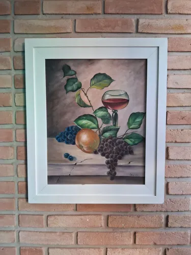 Quadro pintura a mão na tela de natureza morta