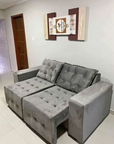 Sofá Retrátil Cinza - Novo!