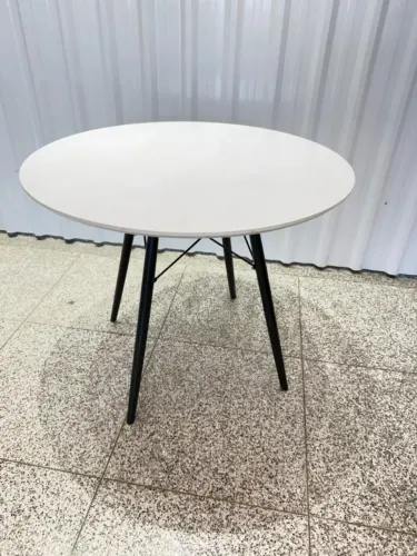 Mesa redonda Eiffel Wood branca 90 cm
