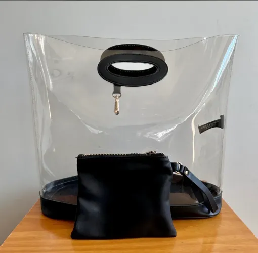 bolsa em vinil e couro sintético zara