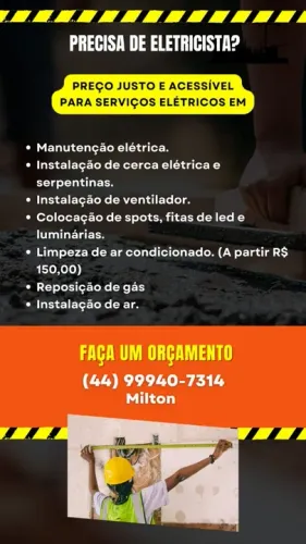 Eletricista, instalação de ar condicionado e manutenção