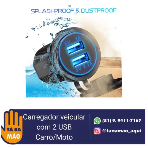 Carregador veicular - Duplo - Carro/Moto