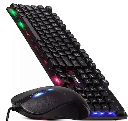 COMBO TECLADO E MOUSE GAMER RGB COM FIO USB KNUP