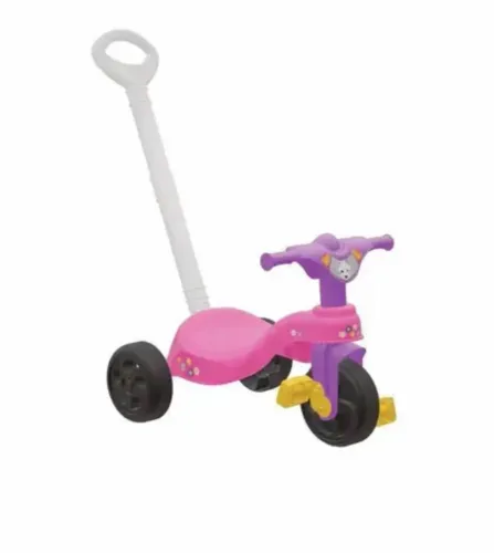 Triciclo Infantil com Haste para Empurrar - Rosa