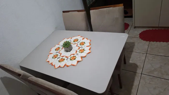 Mesa de jantar 4 cadeiras retangular tampo de vidro off-white