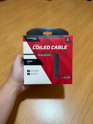 Cabo Espiral USB-C HyperX Cinza | Aviador 5 Pinos | Alta Durabilidade