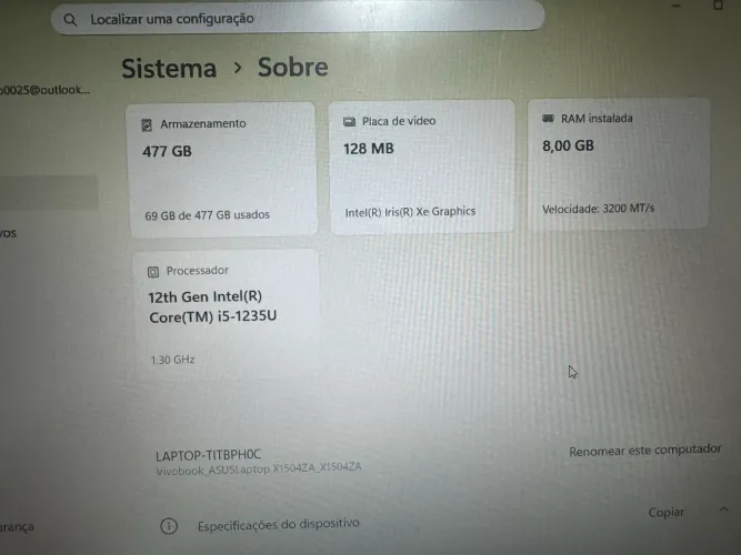 Notebook ASSUS - Intel core i5
