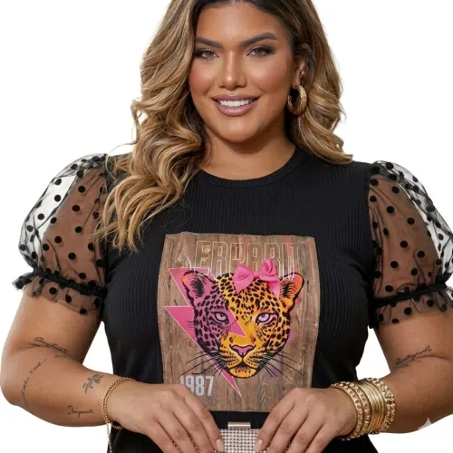 Blusa Camiseta Plus Size Feminina Baby look T-shirt 