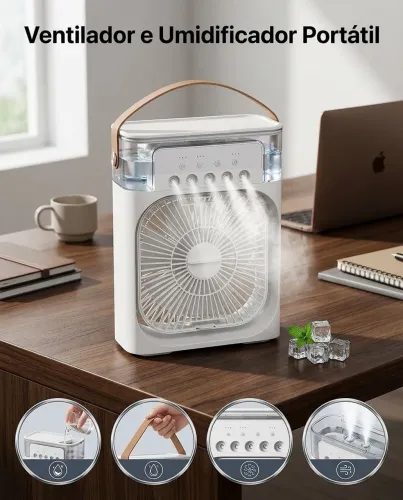 Ventilador de mesa - umidificador de ar portátil de 600 ML - entrega rápida