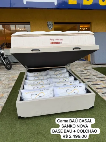 Cama box Casal BAÚ COM COLCHÃO TOP - Entrego!
