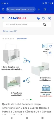 Berço 3 em 1 Vira cama