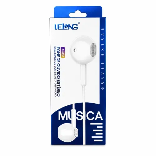 Fone de Ouvido Estéreo Lelong LE-0238 P2 Com Fio Alta Definição Branco Universal pode ser 