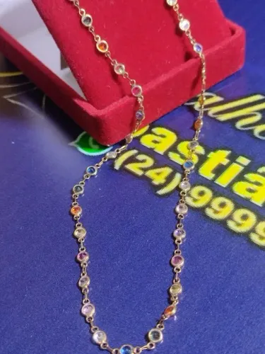 Colar Pedra Zirconias 3,20 mm Ouro 18 Kilates Peso 3.70 Gramas 40cm