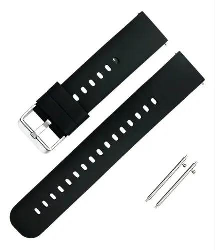 Pulseira 22mm Silicone Wawe Para Relogio Smartwatch C/ Pinos Cor Preta