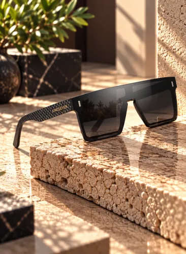 Óculos De Sol Masculino Kingseven Máscara Retangular Flat Top Preto