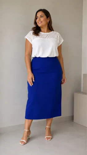 Conjunto saia mídi e bata renda Elaben TAM 44