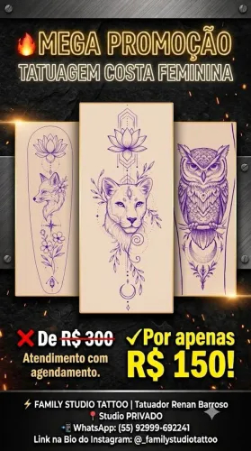 Promoção tatuagem feminina costa