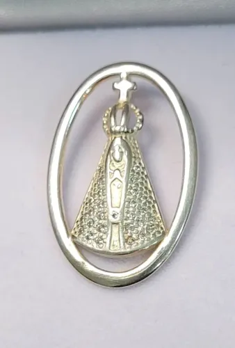 Pingente N. S. Aparecida Prata 925 Zircônias 