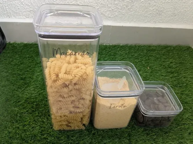 Kit Potes Porta Mantimento Hermético Quadrado Cozinha 12 Uni