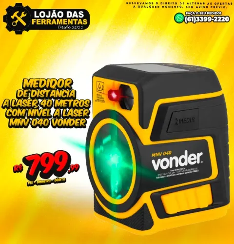 Medidor de Distância a Laser 40 Metros Com Nível a Laser MNV 040 Vonder