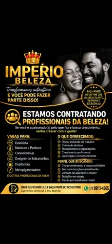 Império da Beleza está contratando profissionais