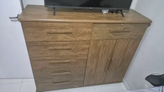 Cômoda Sapateira 5 Gavetas 2 Portas Sirius Imbuia Rústico - Vila Rica