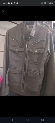 Jaqueta Colcci Vintage Feminina Marrom Utilitária Sarja Com Forro Floral Premium Chic
