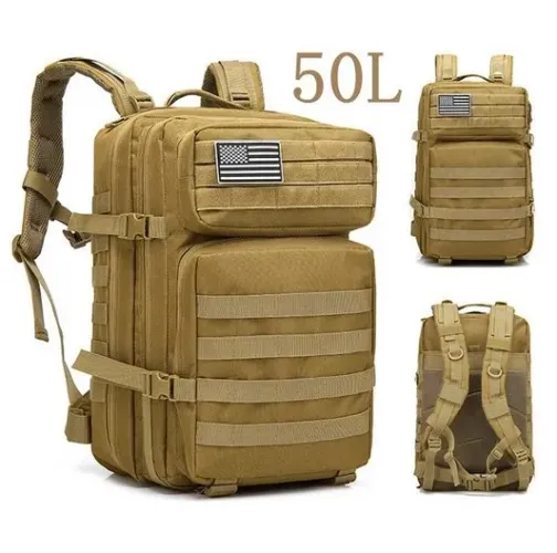 Mochila Militar Tática Assault 50l Caqui (bege) Profissional Nova