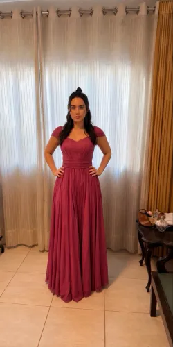 Vestido de festa fúcsia usado 1x em estado de novo!