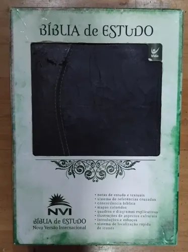 Bíblia de Estudo NVI - Capa LUXO Dois Tons Italiano Preta e Negra - Editora Vida