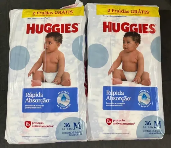 Fralda Huggies tamanho M, dois pacotes