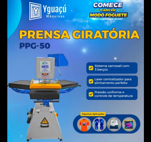 Prensa Industrial Giratória Pneumática PPG-50 Yguaçú Máquinas (Nova, Direto da Fábrica!)