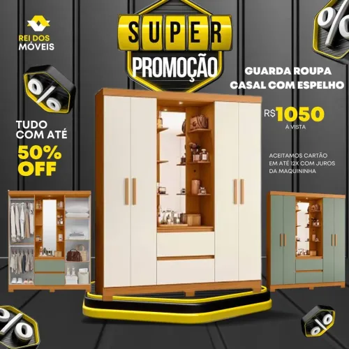 Guarda roupa casal com espelho e Led