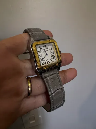Cartier Santos misto com pulseira cinza
